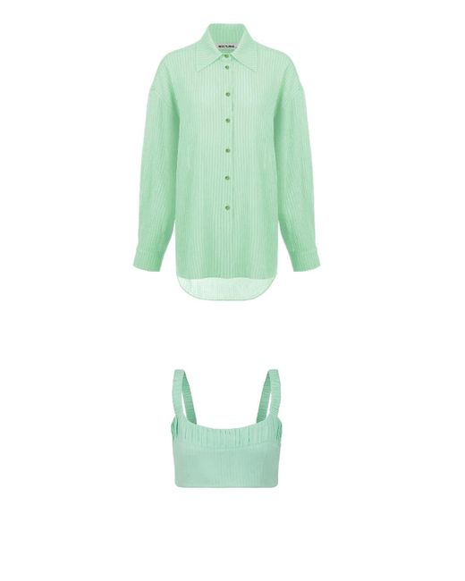 Nocturne Green Oversized Twin Set Shirt