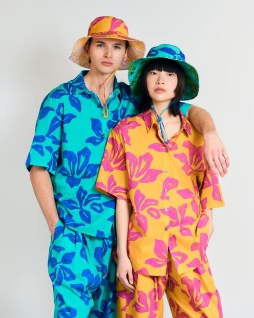 Lost Pattern Pink Tropical Bliss Reversible Sun Hat