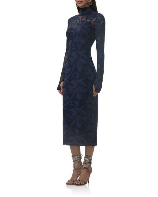 long sleeve backless sequin dress Midi Bodycon DRESS STARRY Black with Low Neckline L / Black