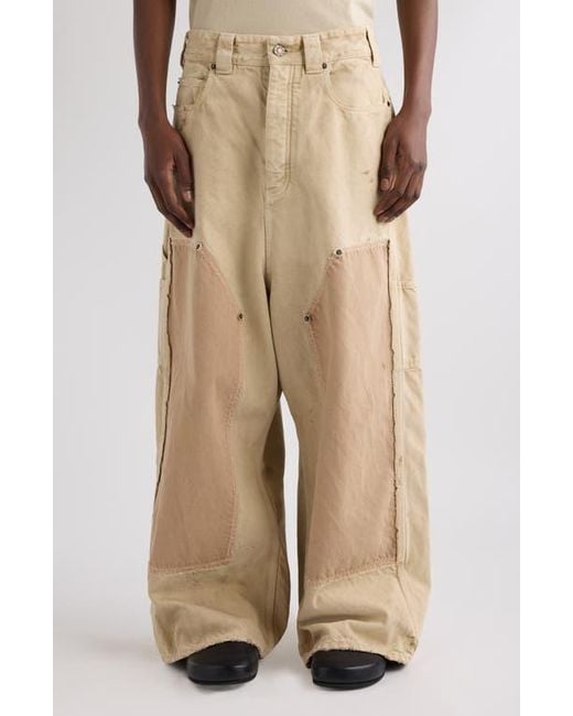 Balenciaga Ripped Off Baggy Carpenter Jeans in Natural for Men | Lyst