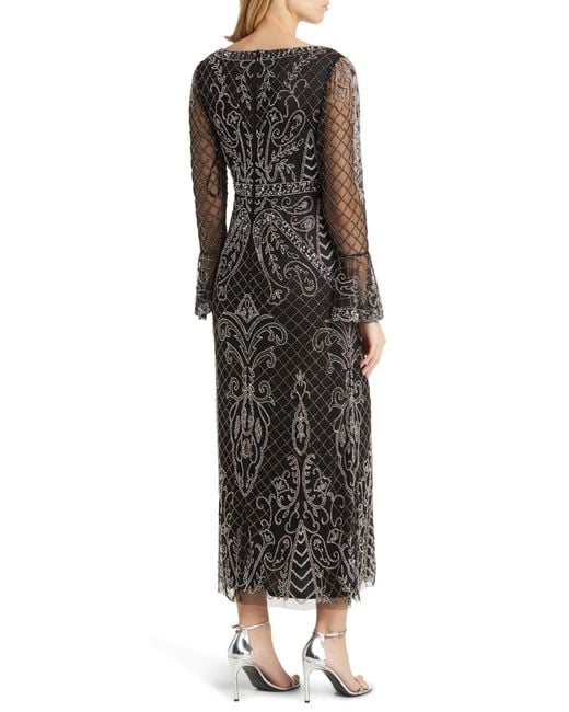 Pisarro nights cap sleeve best sale beaded gown