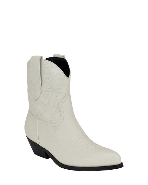 Guess White Ginette Low Ankle Western Cowboy Booties