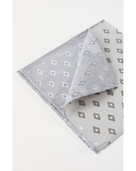 Brunello Cucinelli Gray Silk Pocket Square With Pattern for men