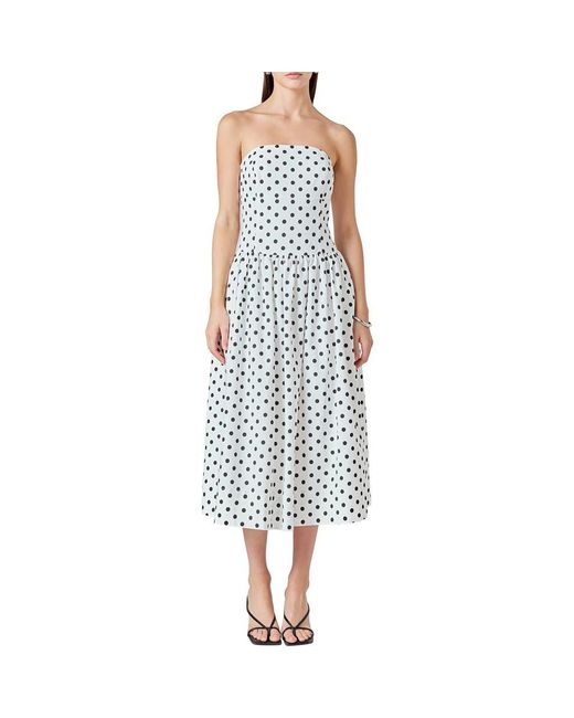 Endless Rose Blue Polka Dot Strapless A-Line Dress