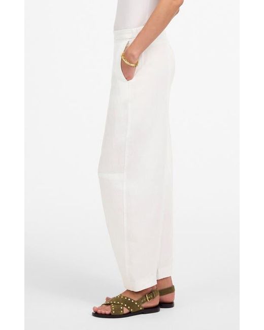 Madewell White Barrel Leg Linen Pants