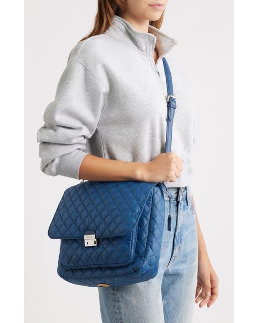 MZ Wallace Blue Large Crosby Lock Quilted Nylon Crossbody Bag