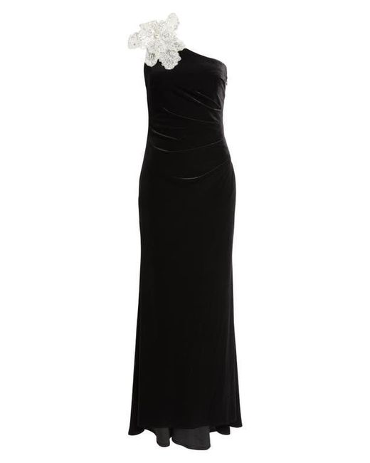 eliza j one shoulder black dress Eliza J Dress Womens 6 One Shoulder Cocktail Draped Beaded Party Evening Black