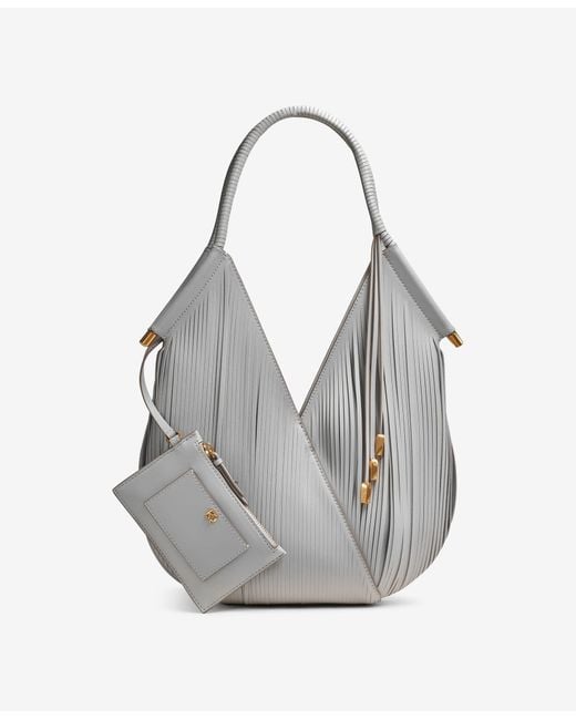 Donna Karan Gray Baldwin Lasercut Shoulder Bag