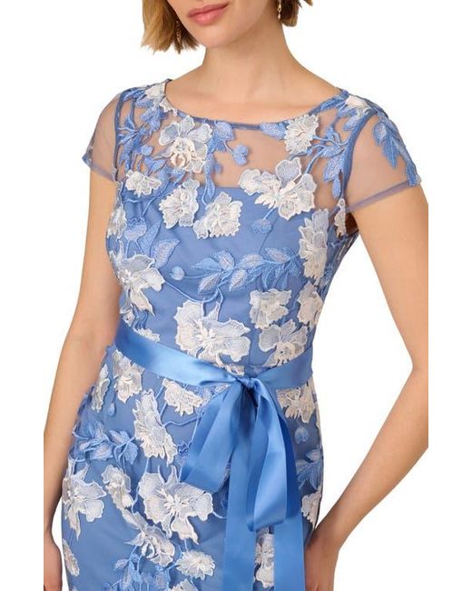 Adrianna Papell Floral Cascading Column Gown in Blue | Lyst