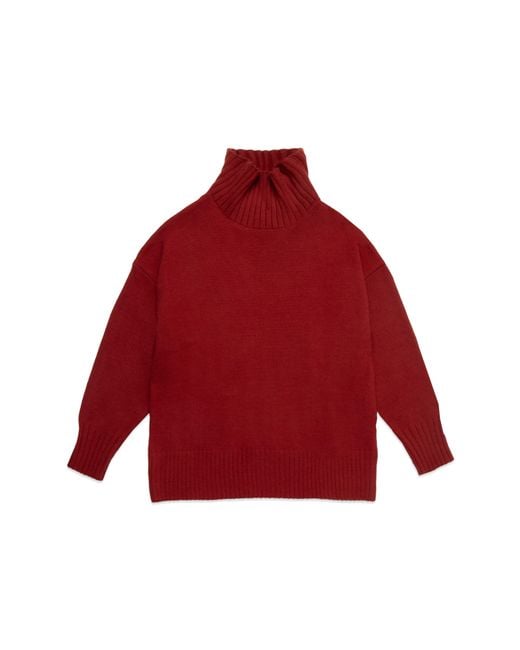 DELUC Red Peter Mock Neck Sweater