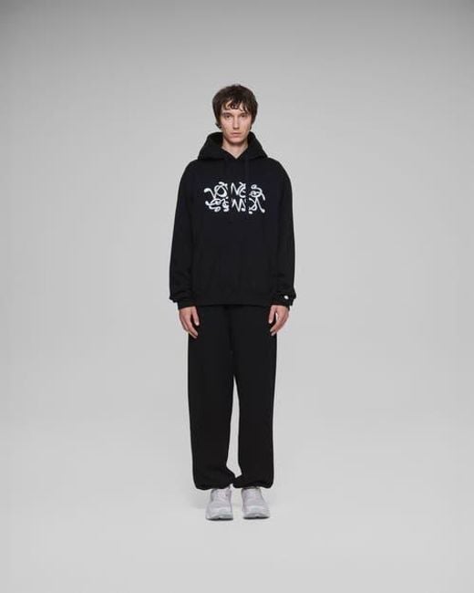 vowels Black Double Scribble Hoodie for men