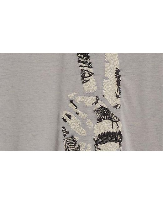 John Varvatos Gray Embroidered Peace Sign T-shirt for men
