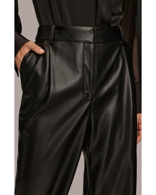 Donna Karan Black Faux Leather Straight Leg Pants
