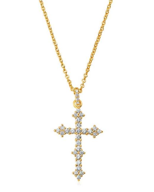 Crislu Metallic Pavé Cluster Cubic Zirconia Cross Pendant Necklace