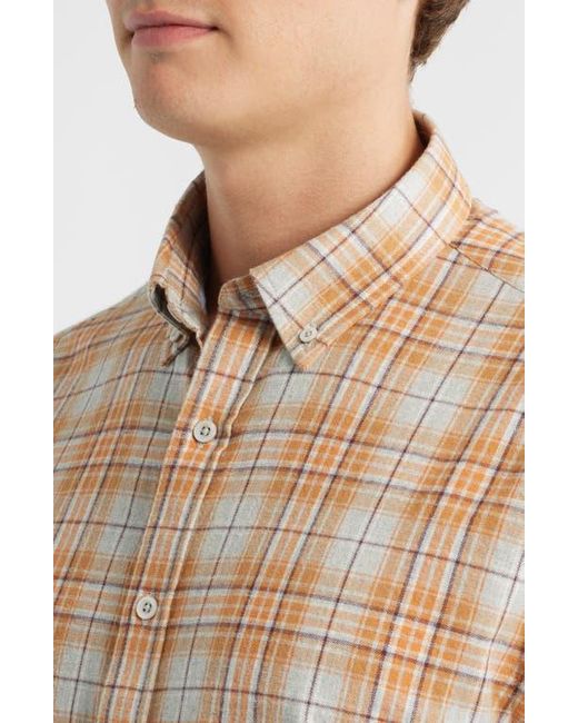 James Campbell Natural Vulcan Trim Fit Plaid Cotton Button-Up Shirt for men