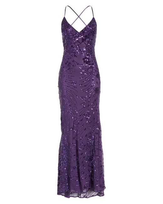 Lulus Purple Photo Finish Sequin High-low Maxi Dress