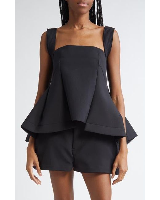 Sacai Black Mixed Media High-Low Flare Top