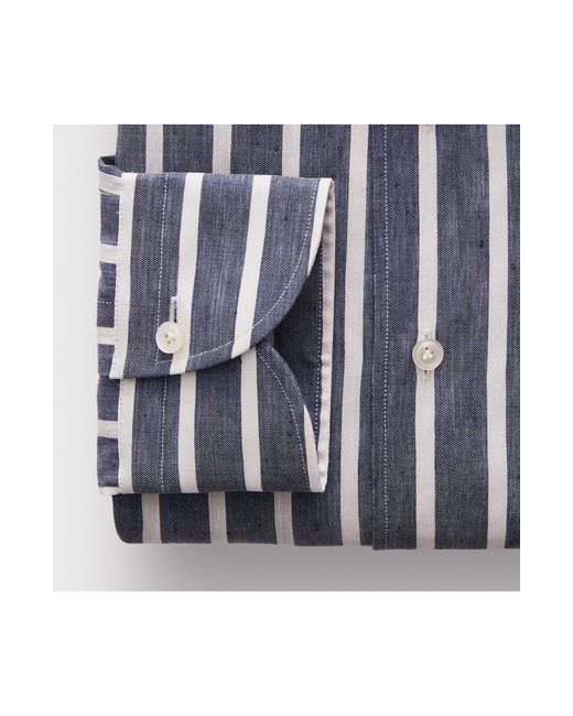 Emanuel Berg Blue Stripe Cotton & Lyocell Button-down Shirt for men