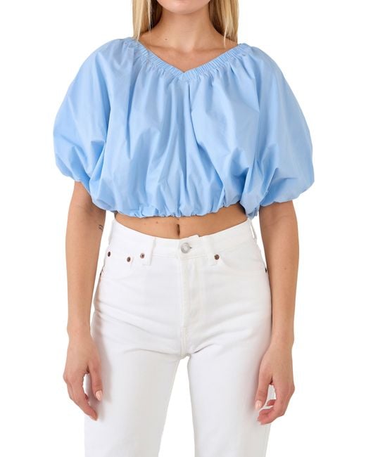 Endless Rose Blue Puff Crop Blouse