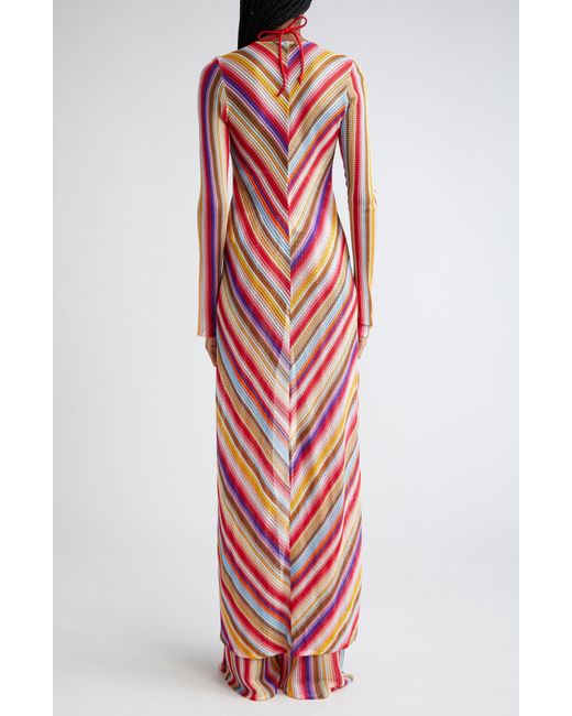 Missoni Red Stripe Long Sleeve Knit Cover-up Duster