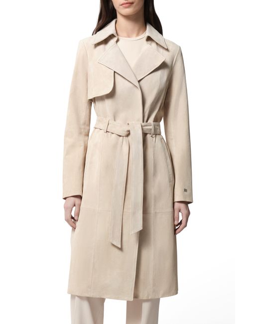 SOIA & KYO Natural Alexis Genuine Suede Trench Coat