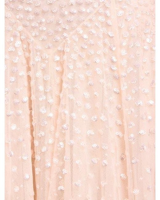 Needle & Thread Pink Sequin Cascade Cami Plunge Gown