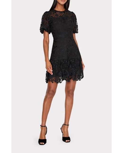 MILLY Black Yasmin Rose Mosaic Lace Dress