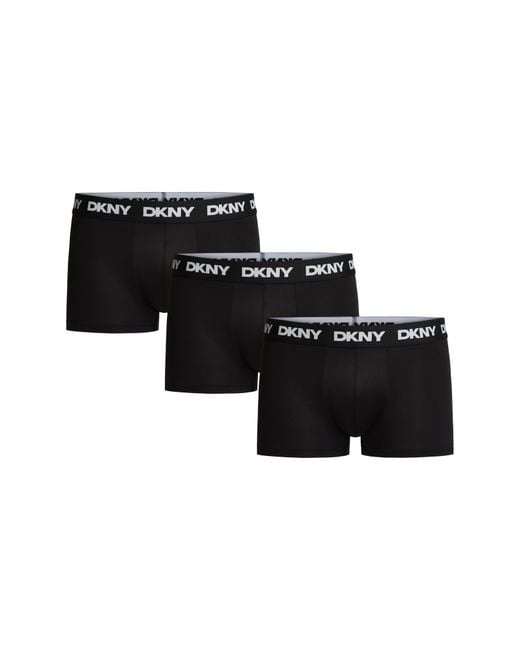 DKNY Black 3-Pack Ultralight Microfiber Mesh Trunks for men