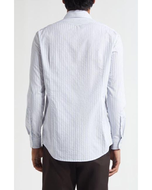 Massimo Alba White Genova Classic Stripe Cotton Button-Up Shirt for men
