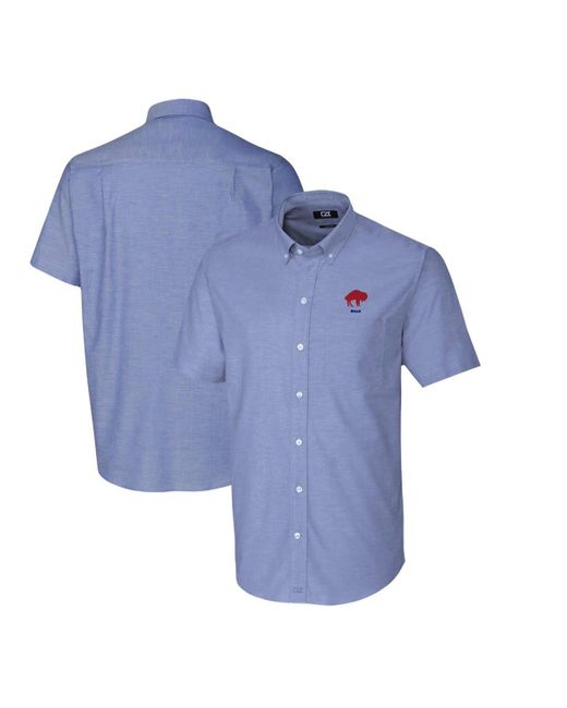 Cutter & Buck Blue Buffalo Bills Throwback Logo Stretch Oxford Button-down Short Sleeve Shirt At Nordstrom for men
