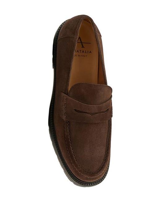 Aquatalia Blake Water Resistant Penny Loafer in Brown for  display picture 1