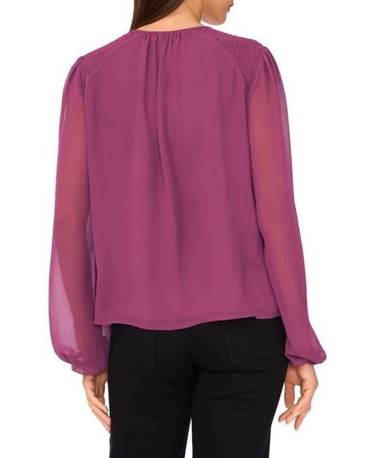 Vince Camuto Red Smock Detail Long Sleeve Top