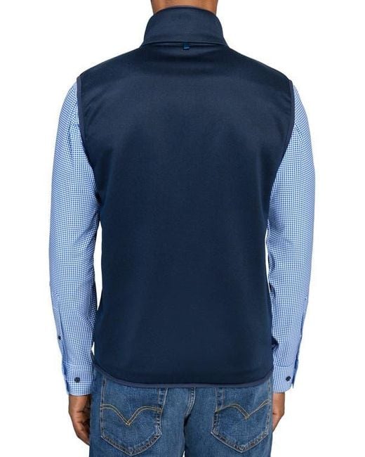 Con.struct Blue Solid Fleece Vest for men