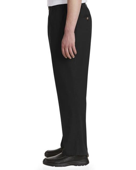 Harbor Bay by DXL Black Big & Tall Elastic-Waist Pants for men