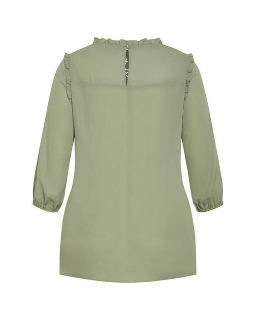 City Chic Green Katie Lace Yoke Top