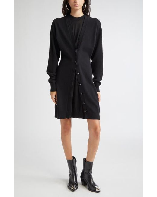 Rabanne Black Layered Look Wool Blend Sweater Dress
