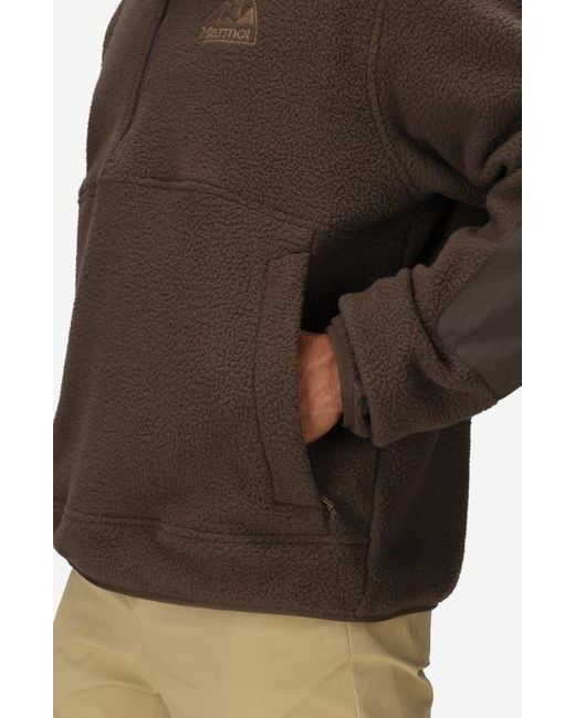 Marmot Brown Wanderer High Pile Fleece Half Zip Pullover for men