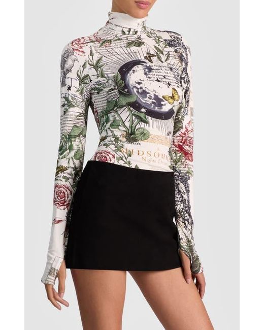 Alice + Olivia White Delaina Long-Sleeve Turtleneck Top