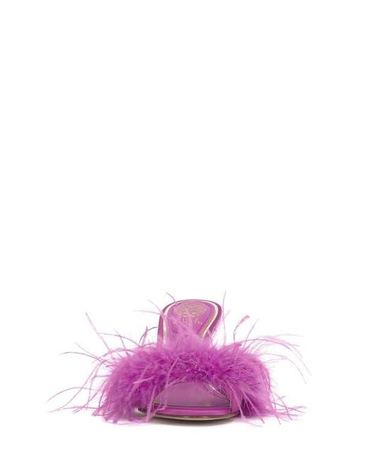 Vince Camuto Pink Paelly Faux Feather Slide Sandal