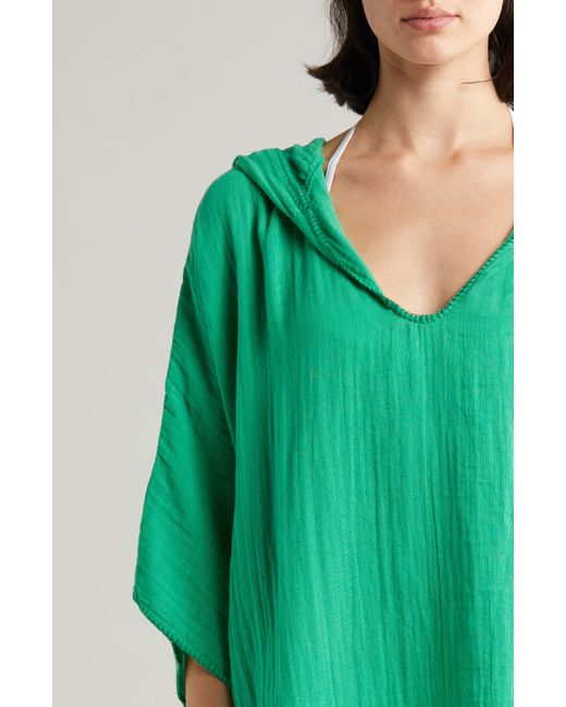 Elan Green Hooded Cotton Cover-up Tunic