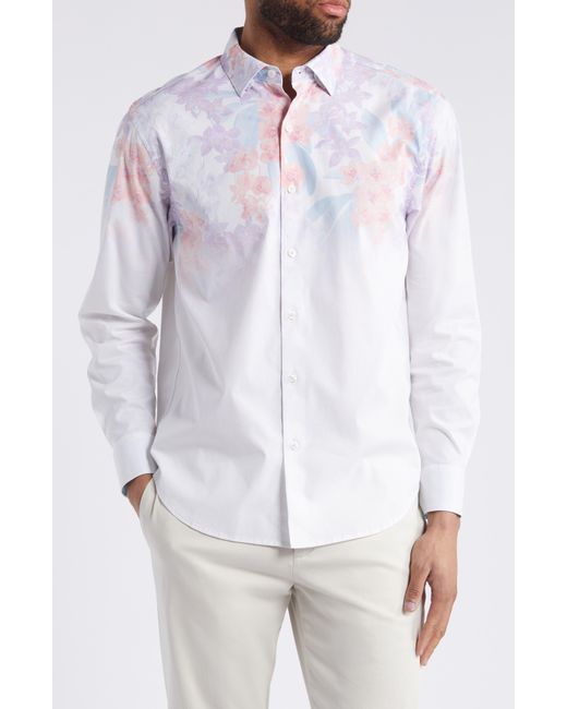 Tommy Bahama White Sarasota Stretch Fade La Fleur Floral Islandzone Button-up Shirt for men