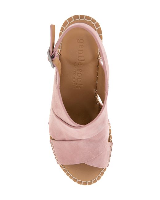 Gentle Souls Pink Claudia Slingback Espadrille Platform Wedge Sandal