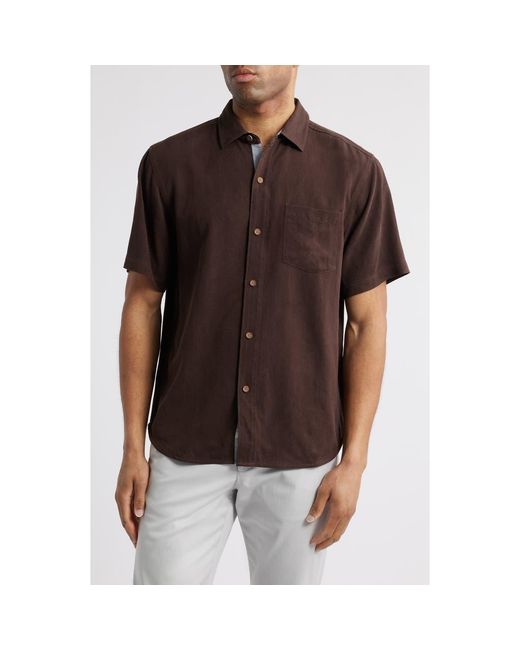 Tommy Bahama Black Better With Age Short Sleeve Silk Graphic Button-Up Shirt for men