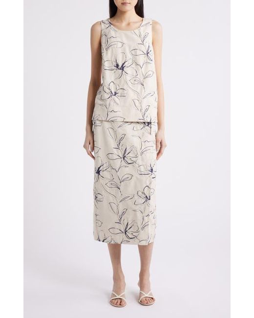 Anne Klein Embroidered Faux Wrap Midi Skirt in Natural | Lyst