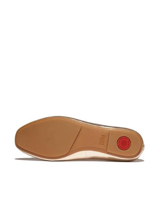Fitflop Natural Delicato Bow Soft Metallic-Leather Ballet Flats