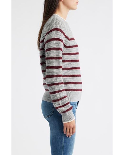 525 Gray Brooks Stripe Cotton Pullover Sweater