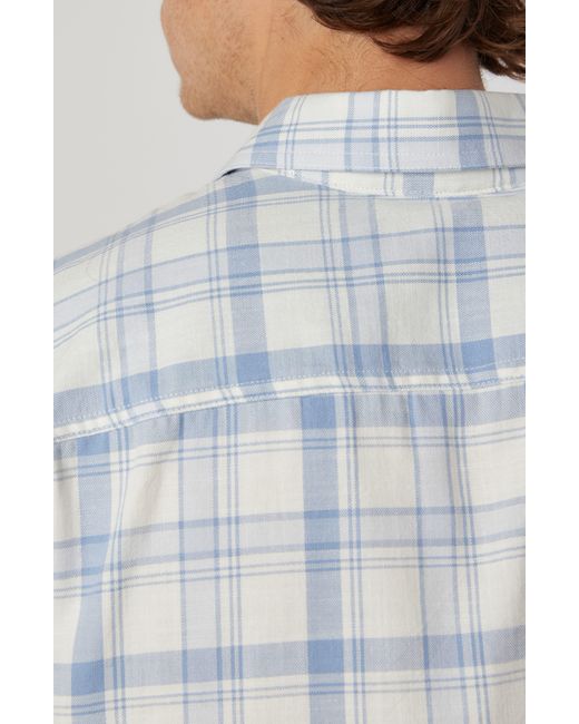 Rainforest Blue Old Harbour Plaid Cotton Short Sleeve Button-up Shirt for men