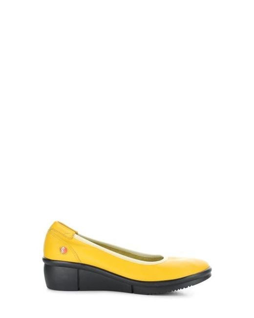 Softinos Yellow Rem Platform Wedge Pump