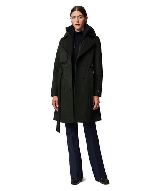 SOIA & KYO Black Fabianne Belted Wool Blend Coat
