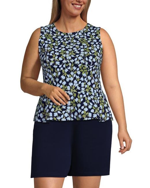 Lands' End Blue Sleeveless Starfish Peplum Top